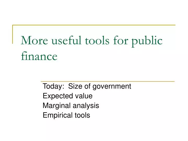 more useful tools for public finance n.