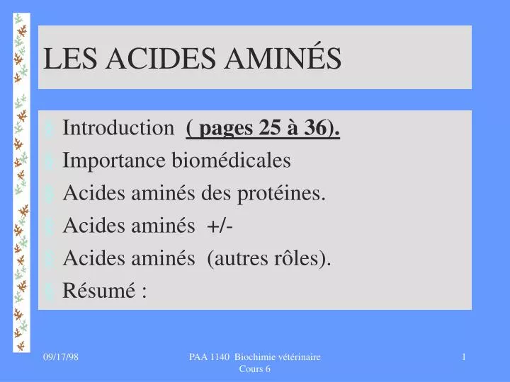 PPT - LES ACIDES AMINÉS PowerPoint Presentation, free download - ID:1378751