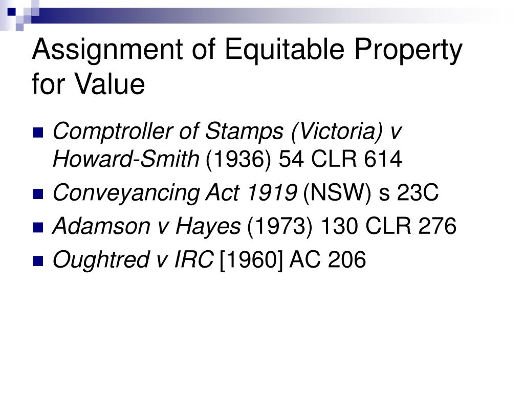 equitable assignment of equitable property