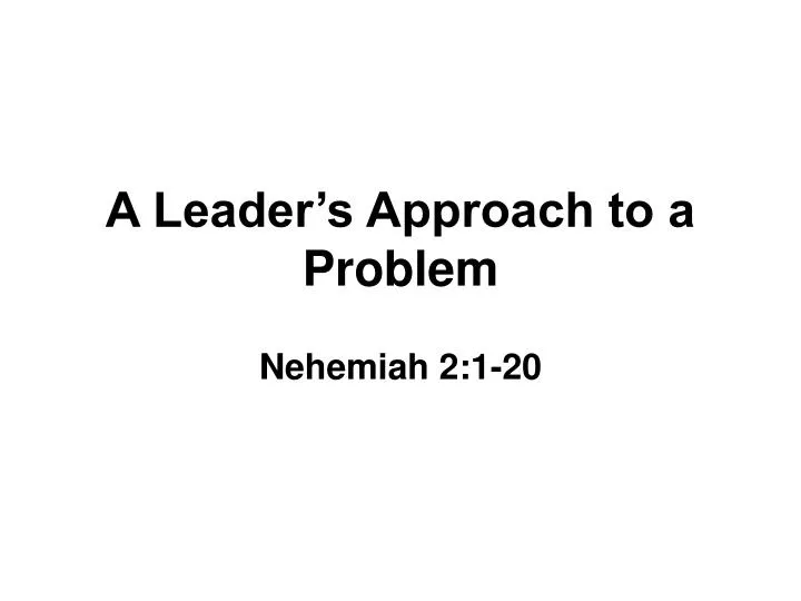 a leader s approach to a problem n.