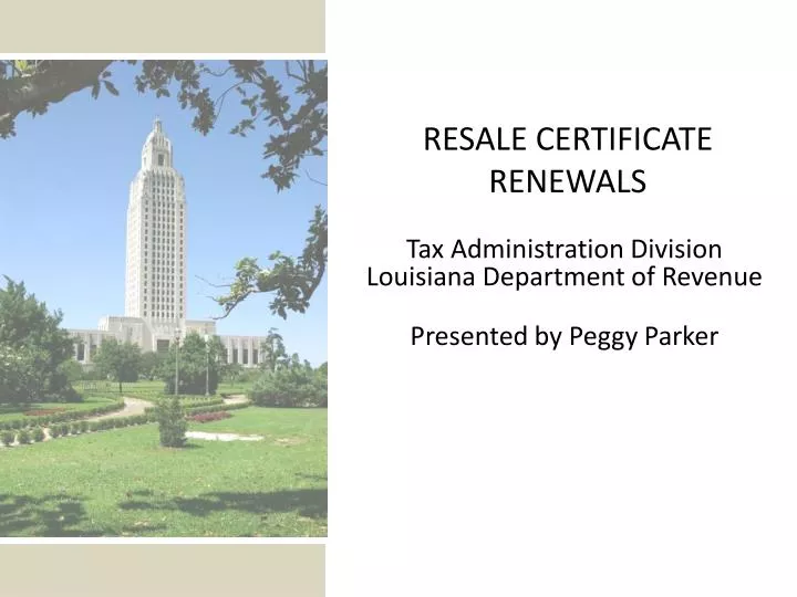 tax administration division louisiana department of revenue presented by peggy parker n.