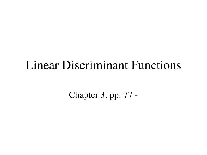 linear discriminant functions n.