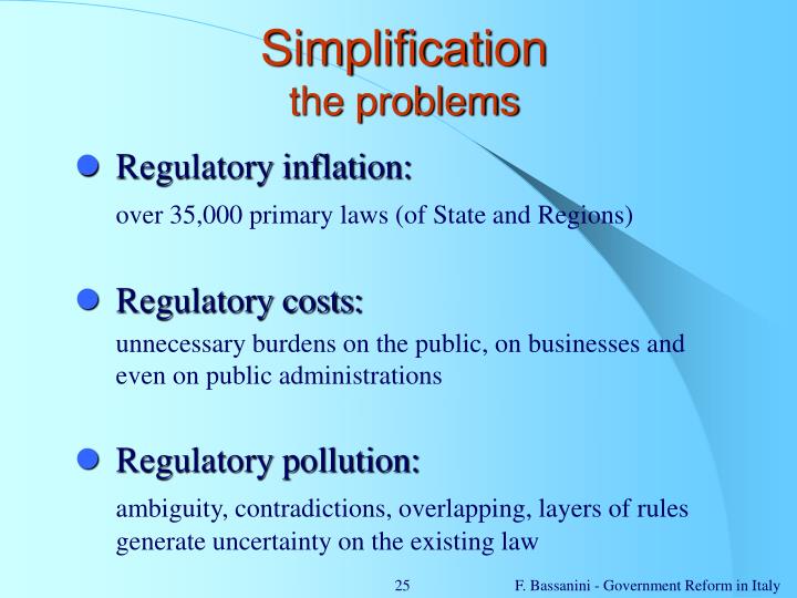 the problems of regulations the problems of regulations