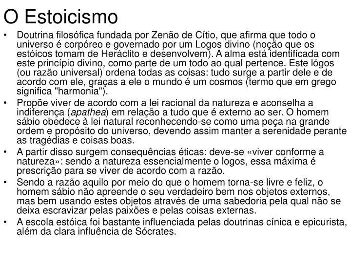 Confronte O Epicurismo Com O Estoicismo Destacando Semelhanças E Diferenças