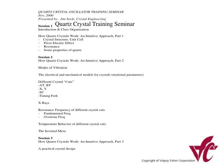 quartz crystal training seminar n.