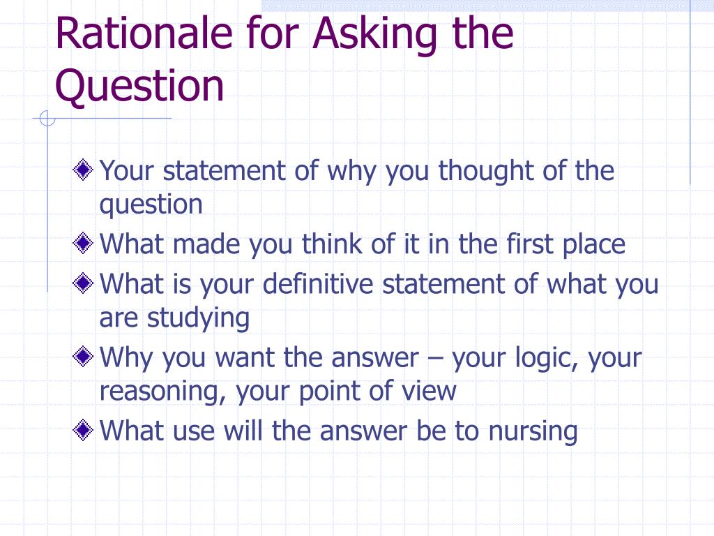 research question rationale