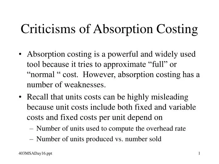 criticisms of absorption costing n.