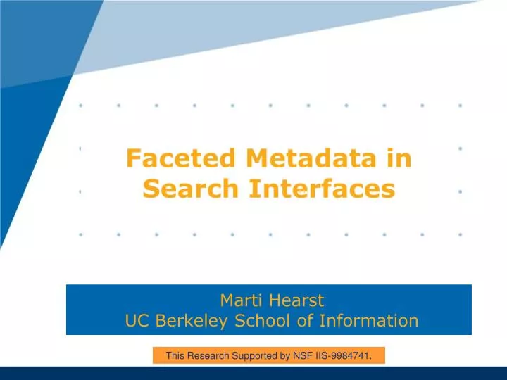 faceted metadata in search interfaces n.