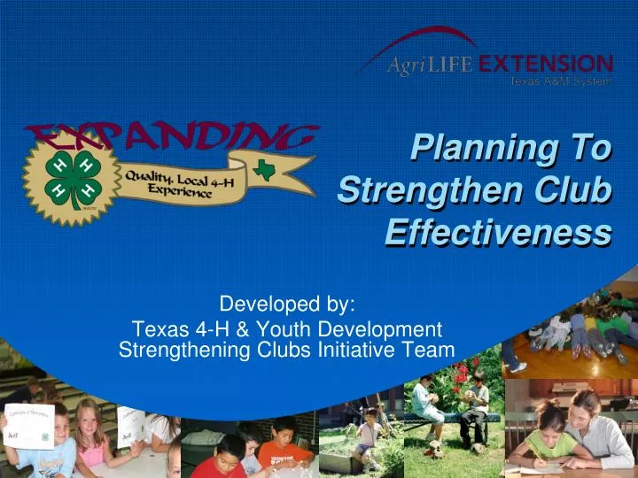 planning to strengthen club effectiveness n.