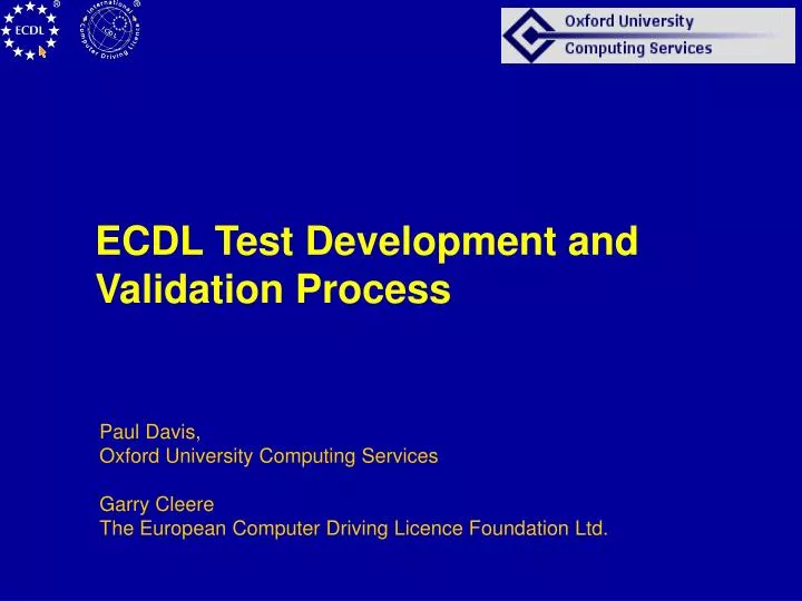 ecdl test development and validation process n.