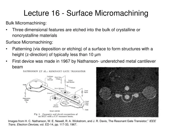 PPT - Lecture 16 - Surface Micromachining PowerPoint Presentation, free ...