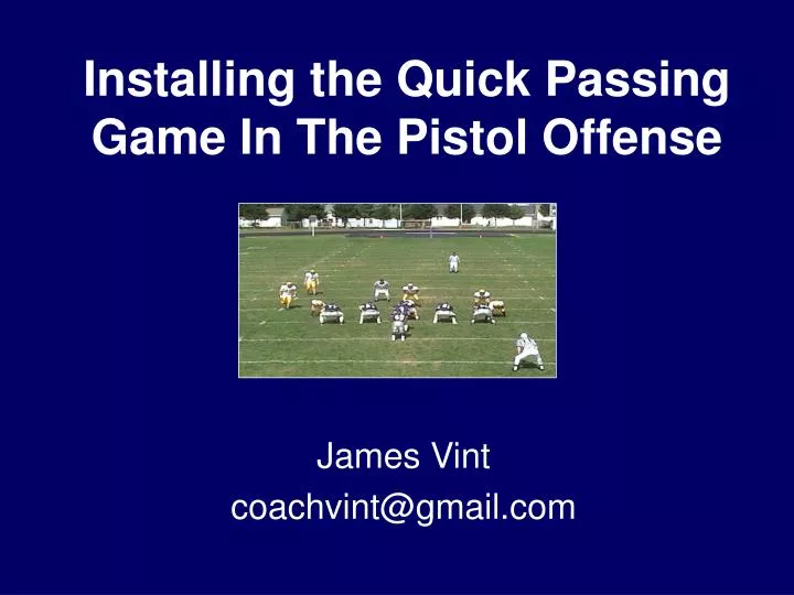 installing the quick passing game in the pistol offense n.