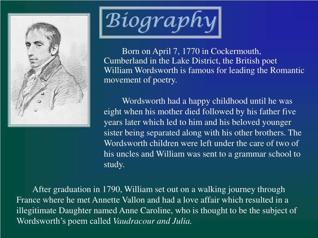 biography of william wordsworth in 300 words