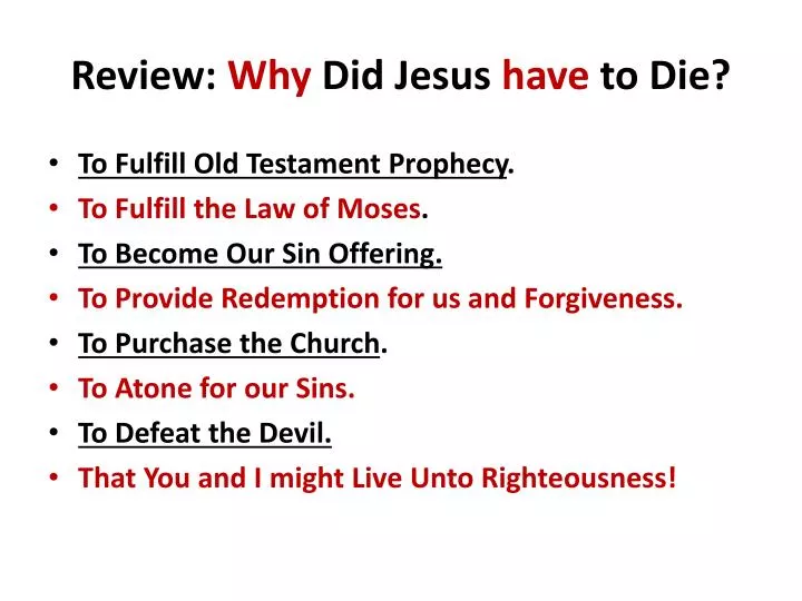 review why did jesus have to die n.