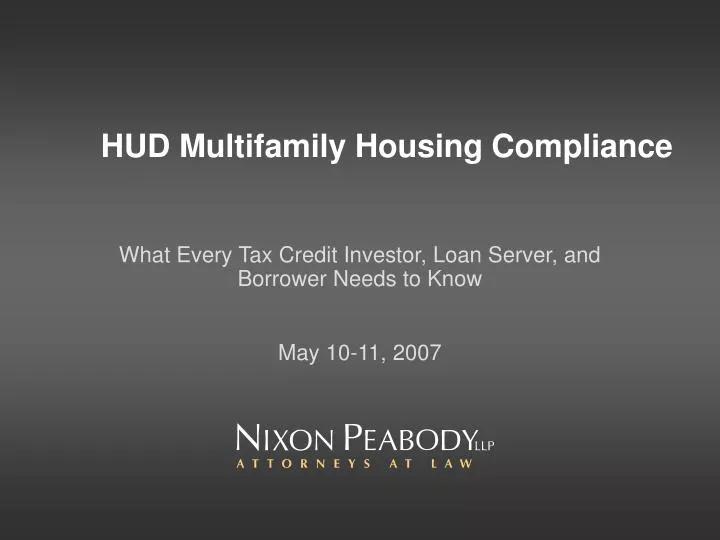 hud multifamily housing compliance n.