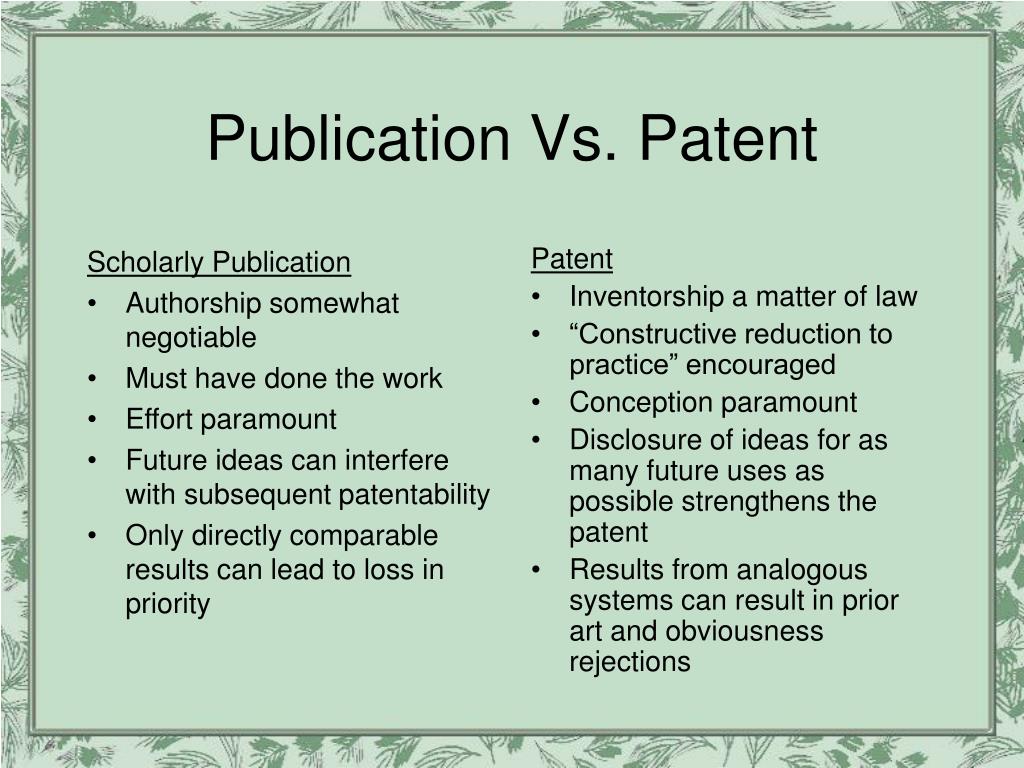 research paper vs patent