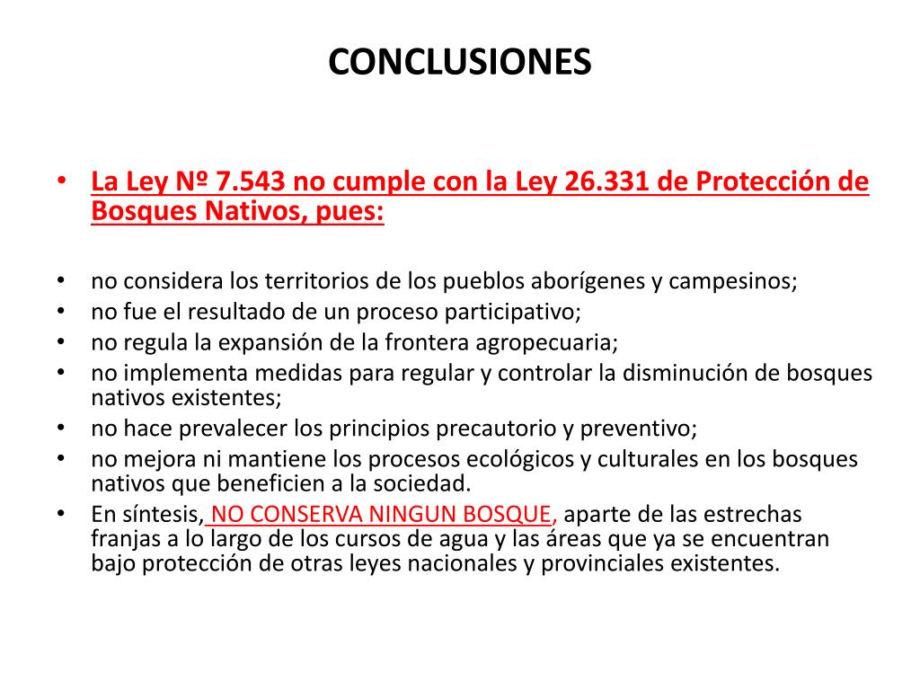 PPT - De la ley nacional de PROTECCION DE LOS BOSQUES NATIVOS (Ley
