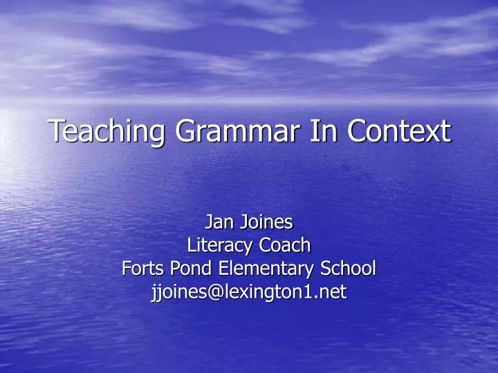 teaching grammar in context n.