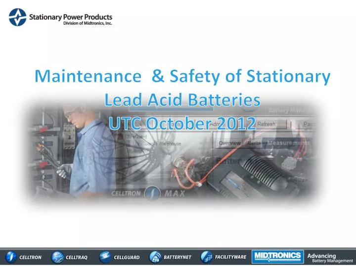 PPT - Maintenance & Safety of Stationary Lead Acid Batteries UTC October  2012 PowerPoint Presentation - ID:1390066