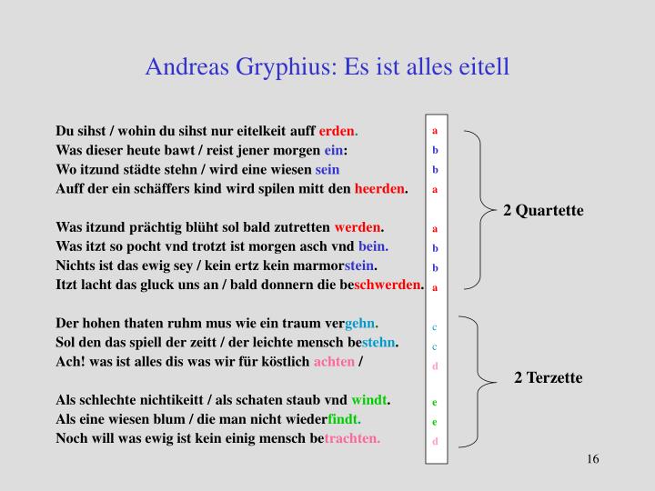 Andreas Gryphius Alles Ist Eitel PPT - Das Sonett PowerPoint Presentation - ID:1391533