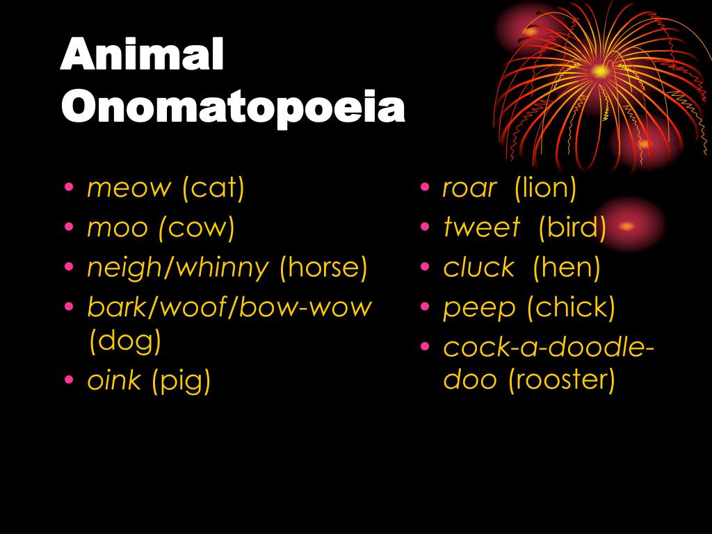 onomatopoeia examples animals
