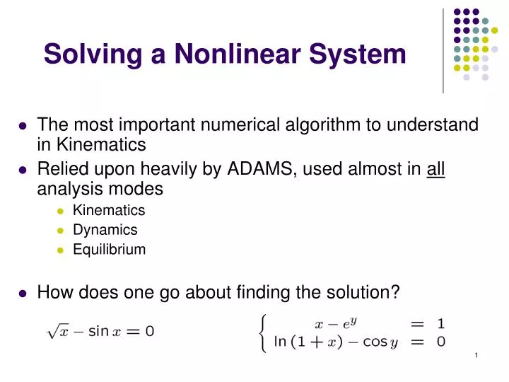 PPT - Solving a Nonlinear System PowerPoint Presentation, free download ...