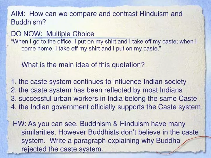 compare and contrast hinduism and buddhism