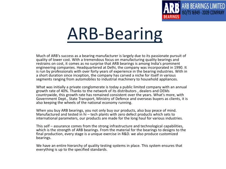 PPT ARBBearingsLimited PowerPoint Presentation, free download ID
