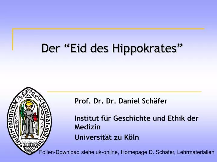 PPT - Der “ Eid des Hippokrates ” PowerPoint Presentation, free