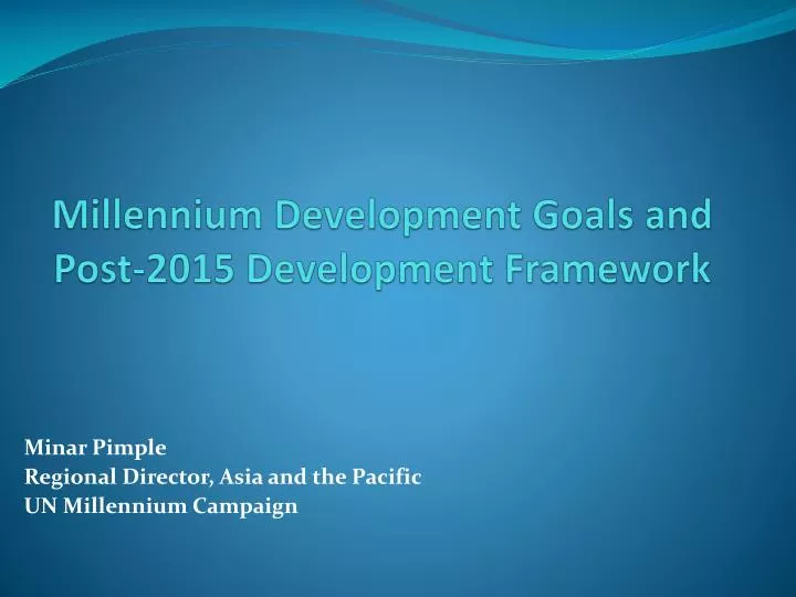 millennium development goals and post 2015 development framework n.