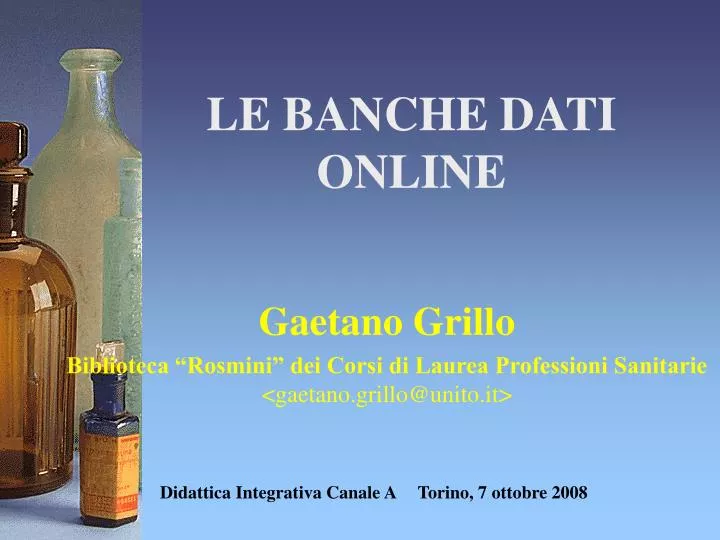 PPT - LE BANCHE DATI ONLINE PowerPoint Presentation, free download -  ID:1395797