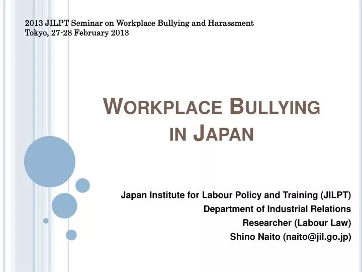 workplace bullying in japan n.