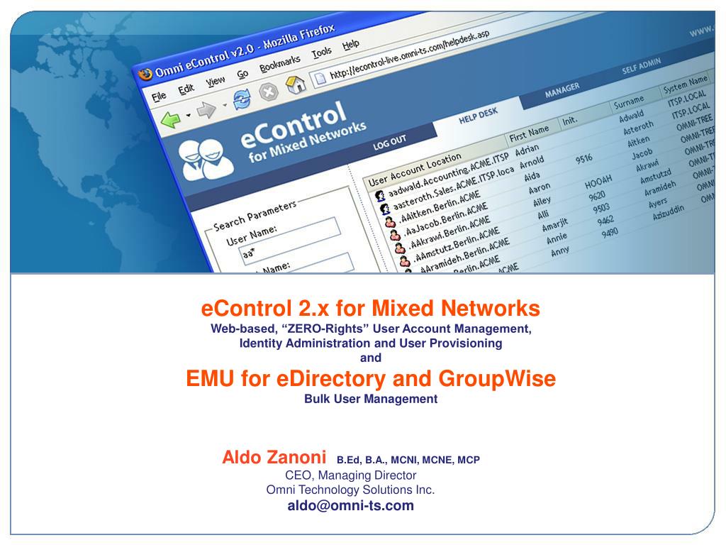 PPT - Aldo Zanoni B.Ed, B.A., MCNI, MCNE, MCP CEO, Managing Director Omni  Technology Solutions Inc. aldo@omni-ts.com PowerPoint Presentation -  ID:1398529