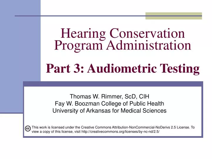 hearing conservation program administration part 3 audiometric testing n.
