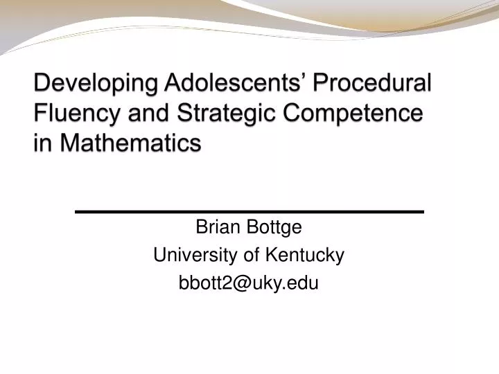 developing adolescents procedural fluency and strategic competence in mathematics n.