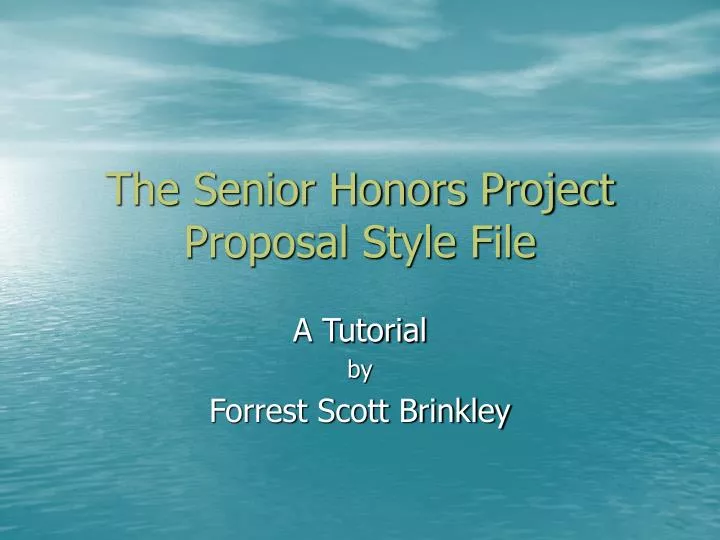 the senior honors project proposal style file n.