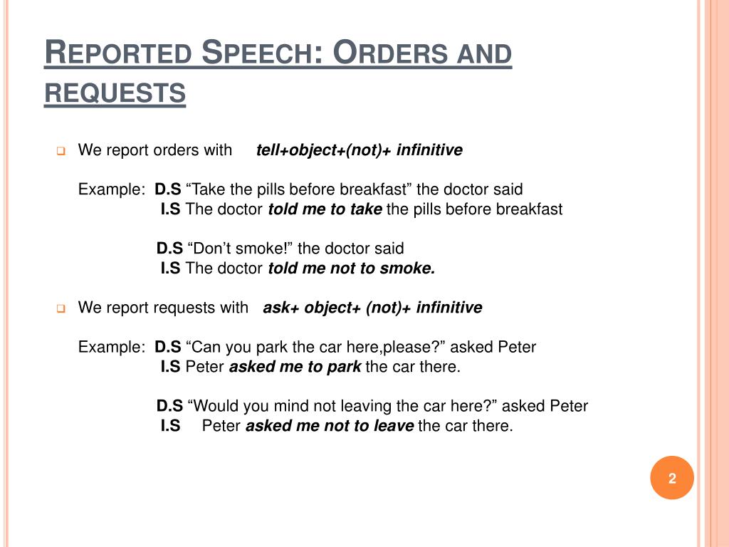 reported speech orders and requests