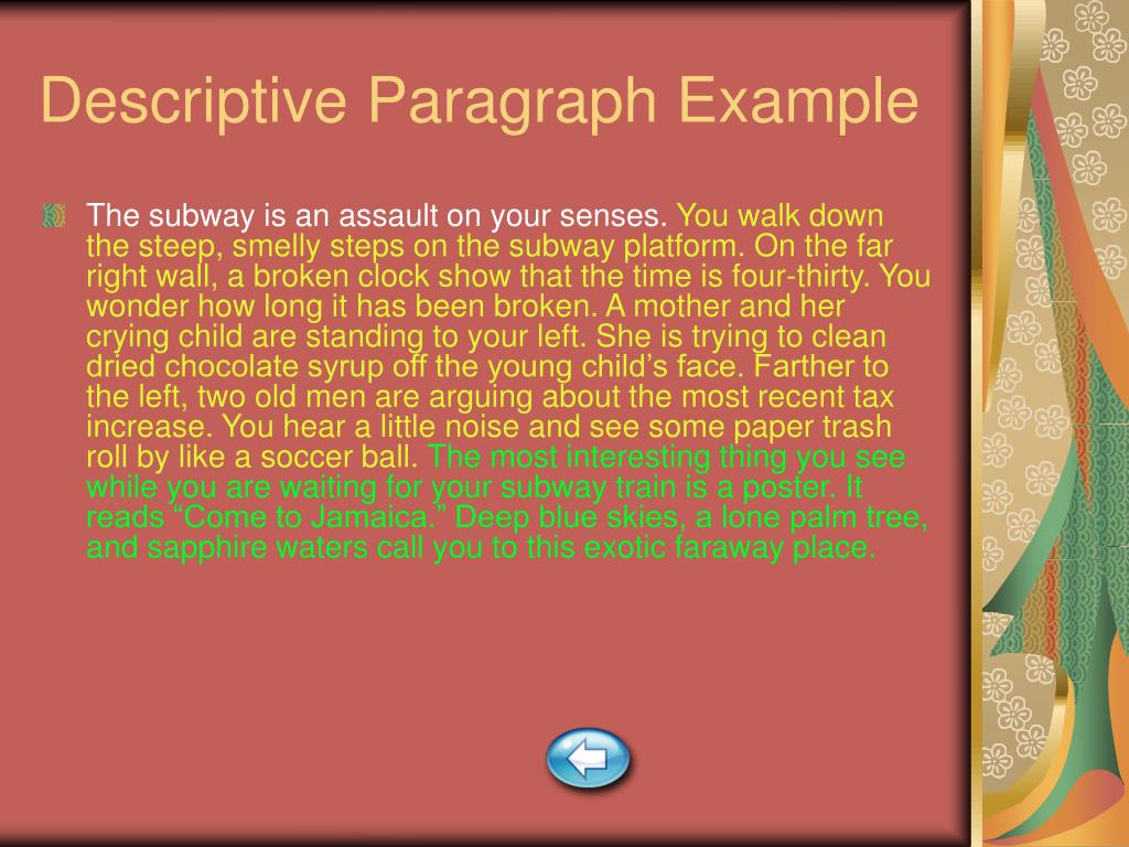 Example of a good descriptive essay