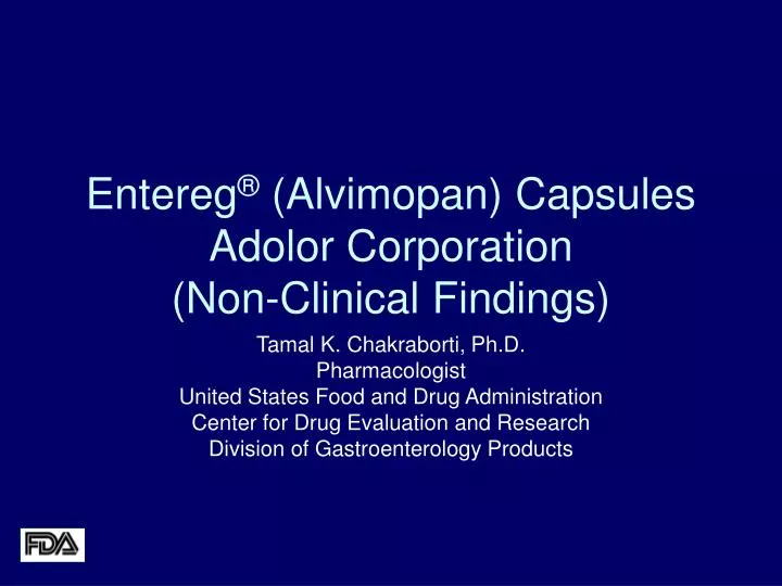 entereg alvimopan capsules adolor corporation non clinical findings n.