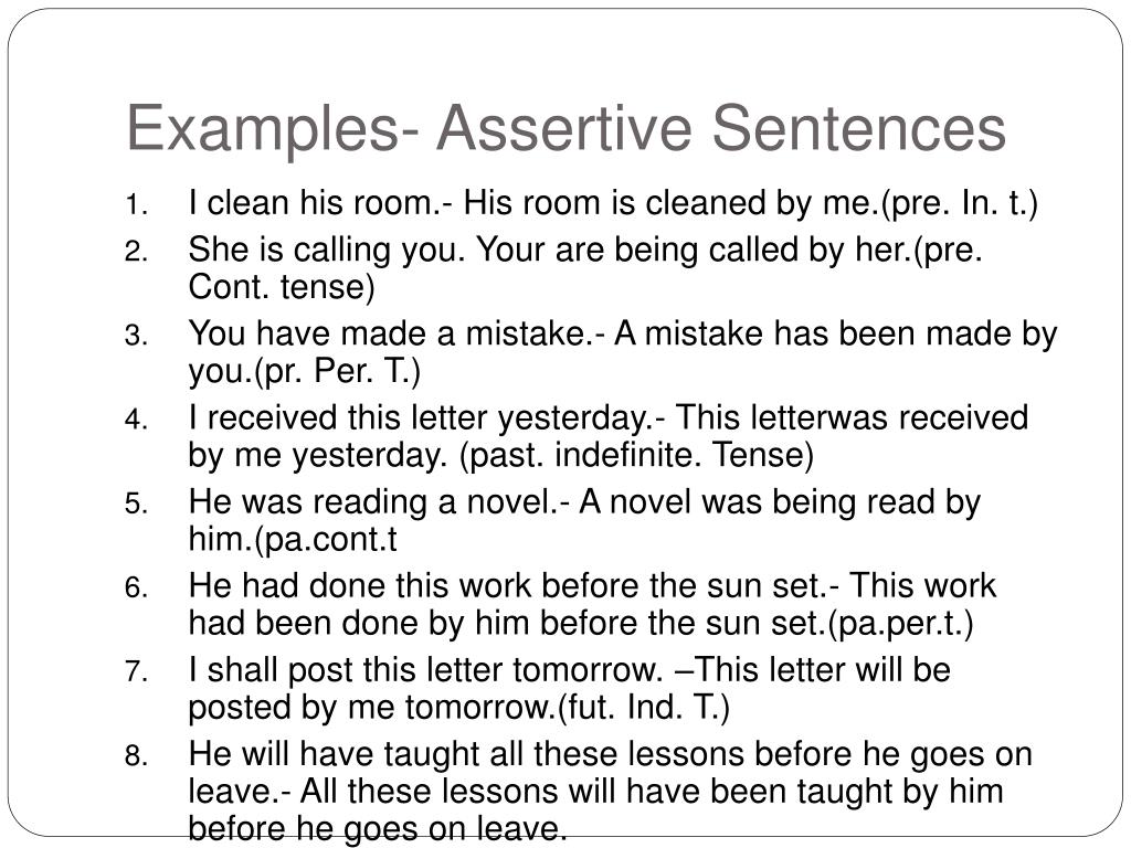 Assertive Sentences Worksheets