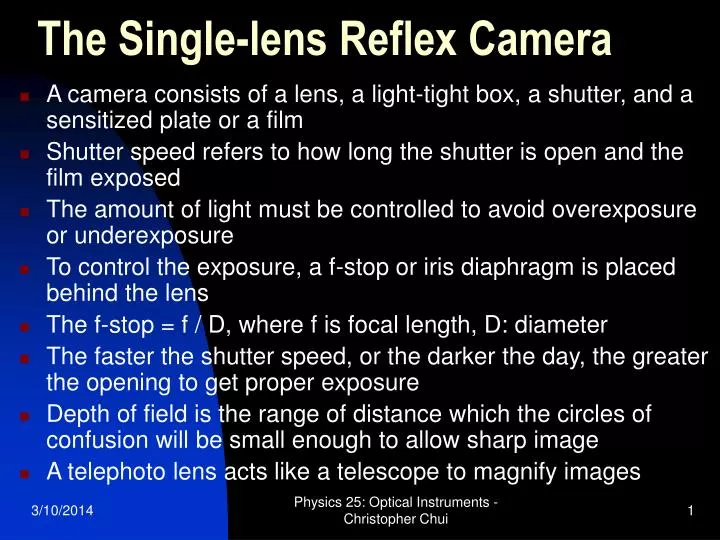 the single lens reflex camera n.