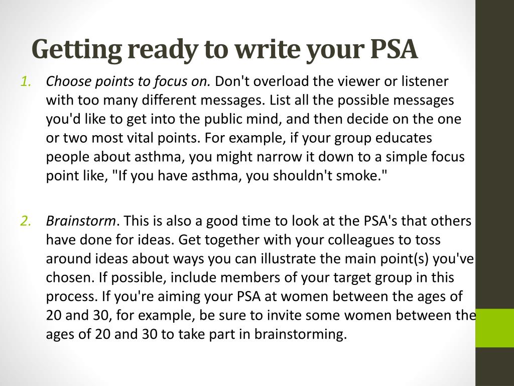 PPT - How do you write a PSA? PowerPoint Presentation, free