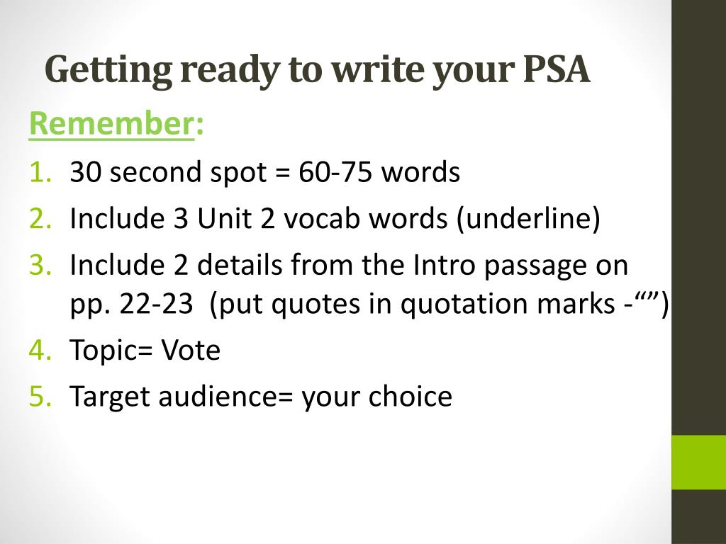PPT - How do you write a PSA? PowerPoint Presentation, free
