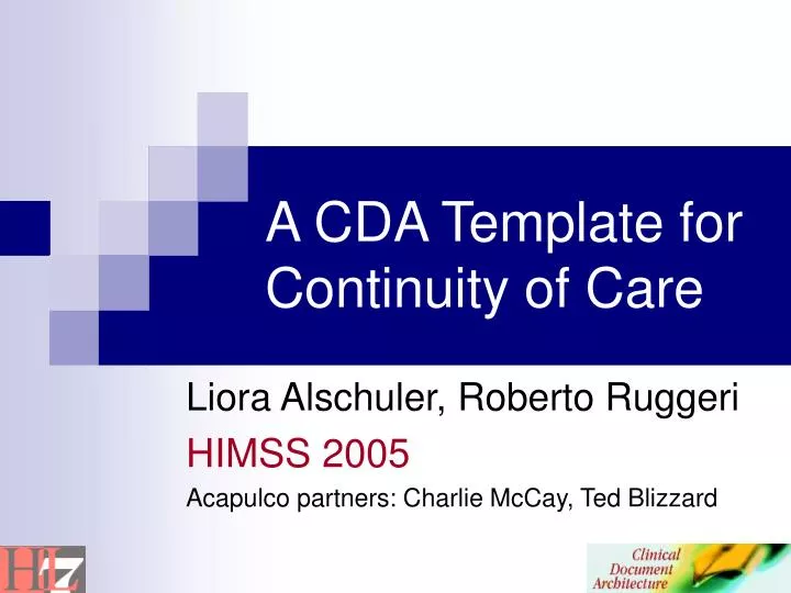 PPT A CDA Template for Continuity of Care PowerPoint