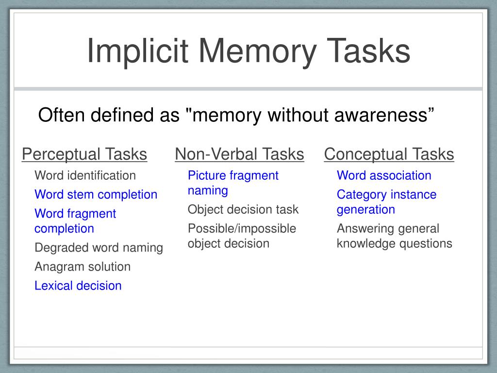 implicit memory examples