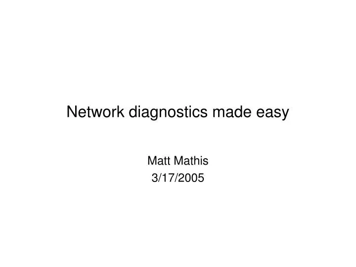 network diagnostics made easy n.