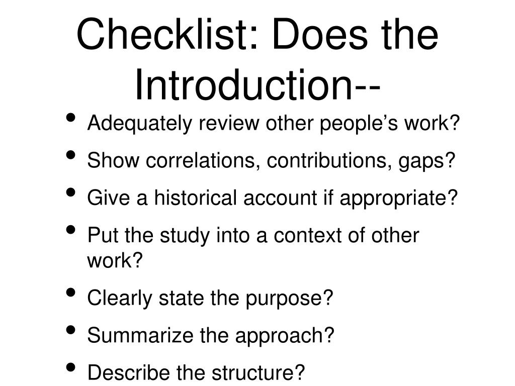 dissertation introduction checklist