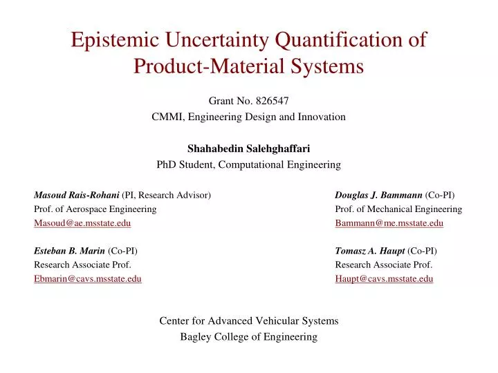 epistemic uncertainty quantification of product material systems n.