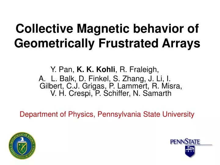 collective magnetic behavior of geometrically frustrated arrays n.