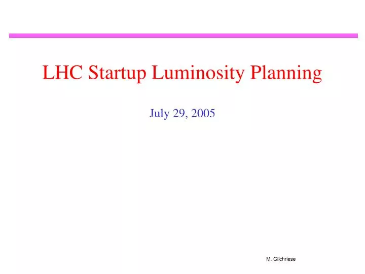 lhc startup luminosity planning n.